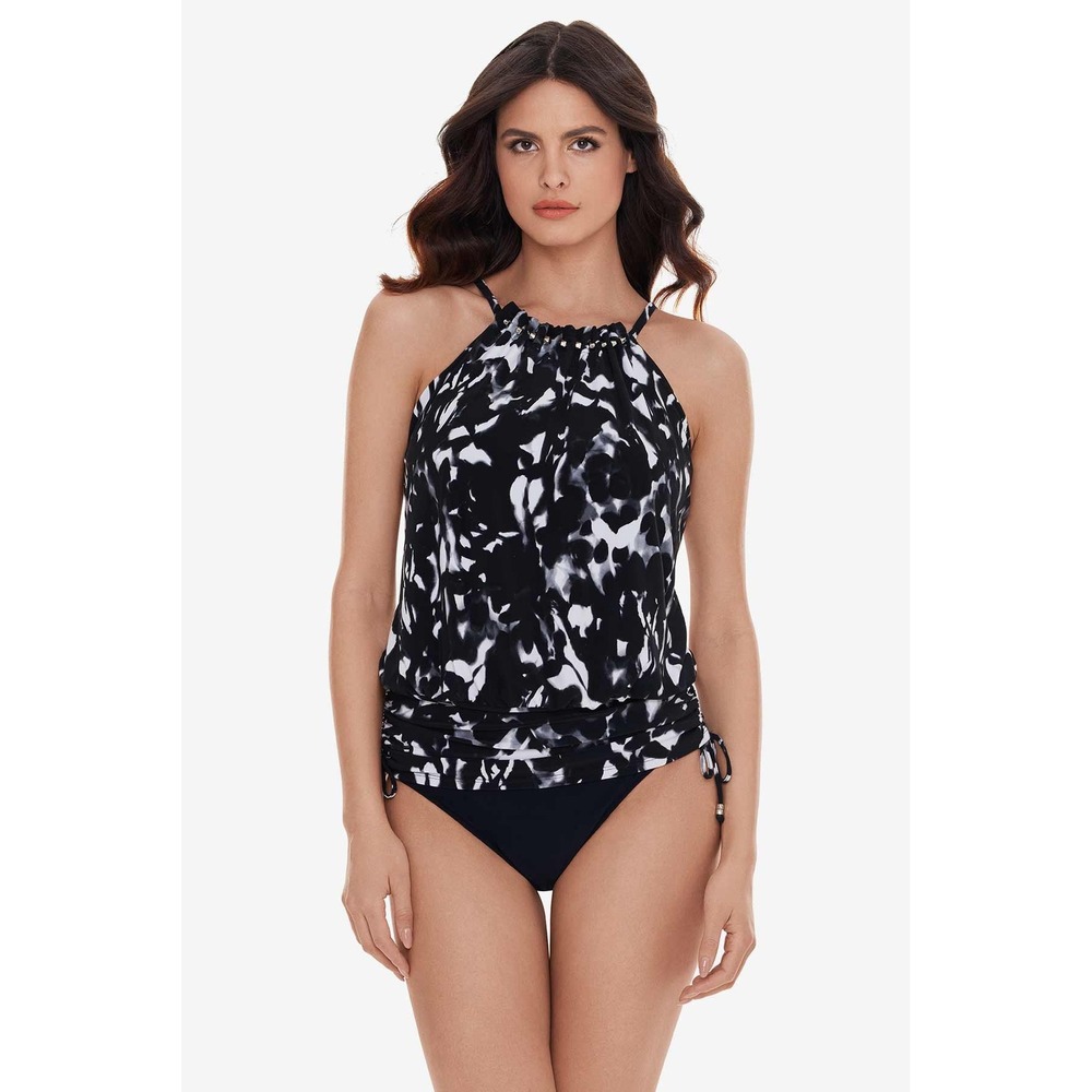 Magicsuit Babs Tankini Top Dream State Black White Beaded High‎ Neck NEW 8